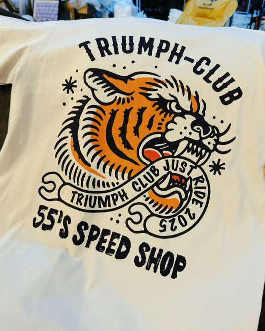 55 Shark Vintage Triumph Tiger Print T-Shirt