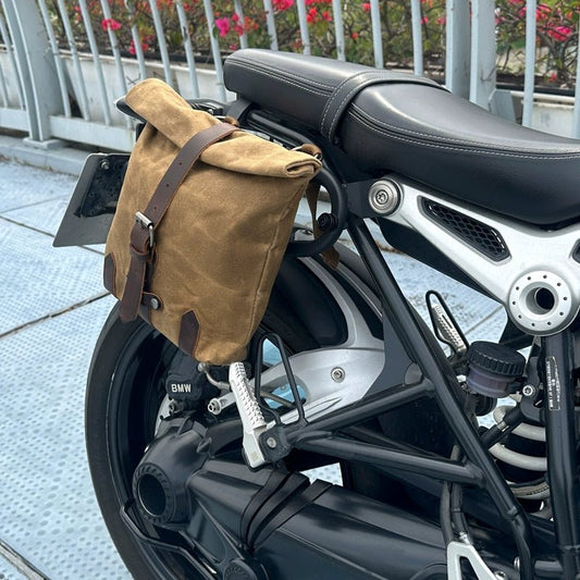 Savile Speed Wax Cotton Retro Motorcycle Small Pannier - Savile Speed Co.
