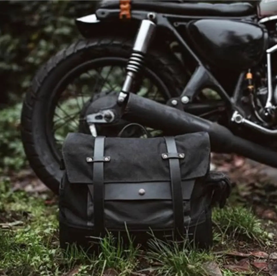 Savile Speed Waxed Canvas Pannier Retro Motorcycle Bag - Savile Speed Co. - Retro Motorcycle Bag, Waxed Canvas, pannier
