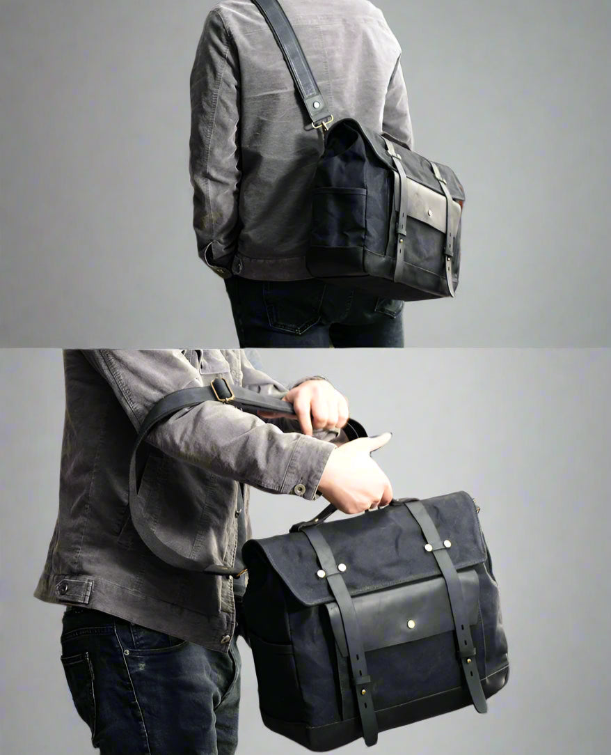 Savile Speed Waxed Canvas Retro Motorcycle Bag Messenger's Bag - Savile Speed Co.