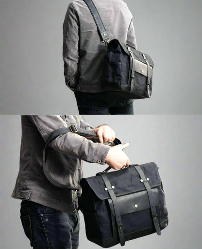 Savile Speed Waxed Canvas Retro Motorcycle Bag Messenger's Bag - Savile Speed Co.