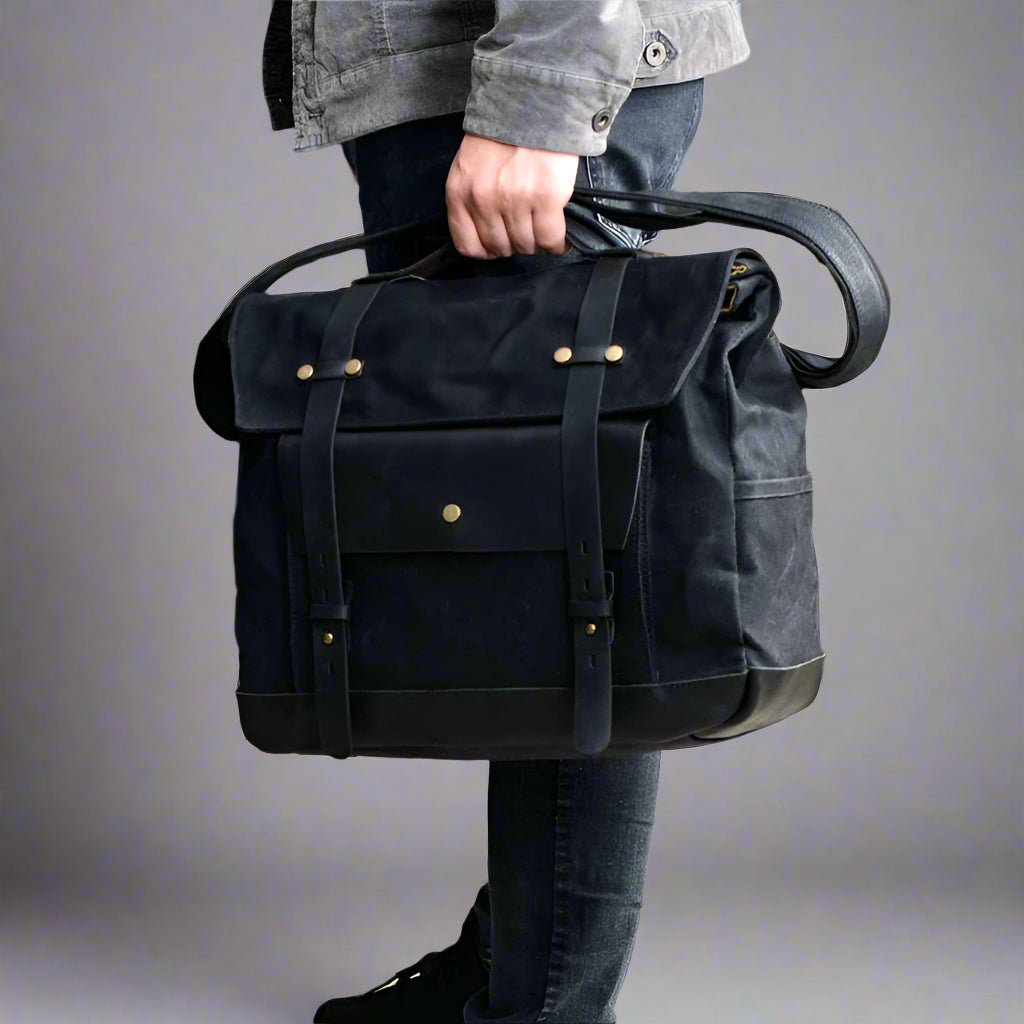 Savile Speed Waxed Canvas Retro Motorcycle Bag Messenger's Bag - Savile Speed Co.