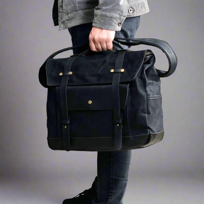 Savile Speed Waxed Canvas Retro Motorcycle Bag Messenger's Bag - Savile Speed Co.