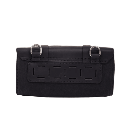 Savile Speed waxed cotton tool bag side view – slim grab handle – vintage-style motorcycle bag – Savile Speed Co.